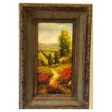 Framed Landscape Painting with Rustic Detailing