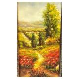 Framed Landscape Painting with Rustic Detailing