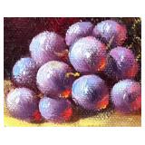 Vintage Framed Painting of Wine and Grapes, signed by Artist