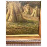 Framed Painting of Wheat Fields in Gilded Frame, signed by Artist