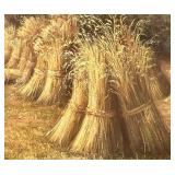 Framed Painting of Wheat Fields in Gilded Frame, signed by Artist