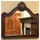 Large Ornate Vintage Wooden Wall Mirror with Carved Detailing