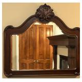 Large Ornate Vintage Wooden Wall Mirror with Carved Detailing