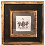 Set of 4 Framed Heraldic Prints with Gold Trim