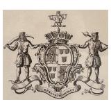 Set of 4 Framed Heraldic Prints with Gold Trim