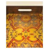 Decorative Octagonal Wooden Tray with Intricate Floral Design