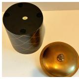 Set of 3 Black and Gold Decorative Canisters with Pinecone Finials