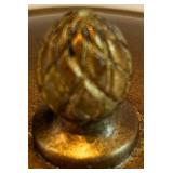 Set of 3 Black and Gold Decorative Canisters with Pinecone Finials