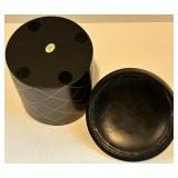 Set of 3 Black and Gold Decorative Canisters with Pinecone Finials