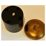 Set of 3 Black and Gold Decorative Canisters with Pinecone Finials