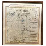 Framed Reproduction 1784 Vintage Map of the Antilles and Caribs Islands