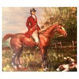 Set of 2 Framed Hunt Scene Paintings with Ornate Frames