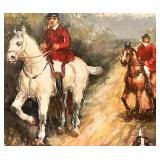 Set of 2 Framed Hunt Scene Paintings with Ornate Frames