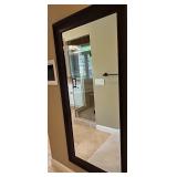 Large Framed Wall Mirror with Dark Wood Finish