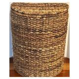 Woven Natural Fiber Hamper Basket with Hinged Lid