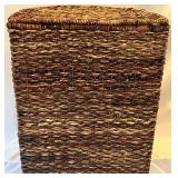 Woven Natural Fiber Hamper Basket with Hinged Lid