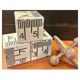 Decorative Wooden Measuring Block Set and Metal Jack Figurine