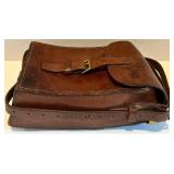 Vintage Leather Document Satchel with Buckle Strap
