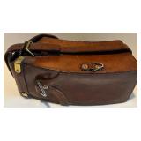 Vintage Leather Document Satchel with Buckle Strap