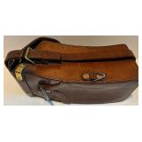 Vintage Leather Document Satchel with Buckle Strap
