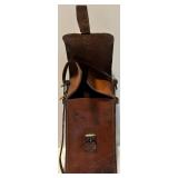 Vintage Leather Document Satchel with Buckle Strap