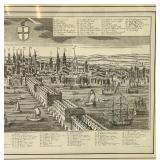 Framed Vintage London Skyline Engraving Print