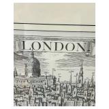 Framed Vintage London Skyline Engraving Print