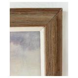 Framed Watercolor Print by Artist Bradleigh, Rural Landscape with Boat