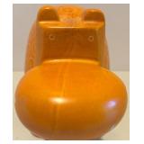Orange Ceramic Hippo Figurine with Circle Pattern