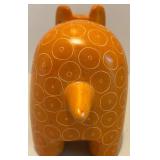 Orange Ceramic Hippo Figurine with Circle Pattern