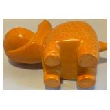 Orange Ceramic Hippo Figurine with Circle Pattern
