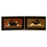 Set of 2 Lisa Hilliker Framed Rabbit Paintings