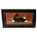 Set of 2 Lisa Hilliker Framed Rabbit Paintings