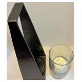 Iron Candle Holder with Glass Sleeve and Candle