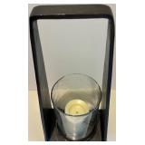 Iron Candle Holder with Glass Sleeve and Candle