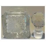 Crystal Whiskey Decanter with Stopper and 3 Matching Tumblers