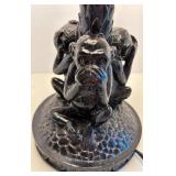 Hear, Speak and See no Evil Monkeys Palm Tree Table Lamp