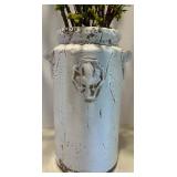 Decorative Ceramic Vase with Faux Yellow Flower Arrangement