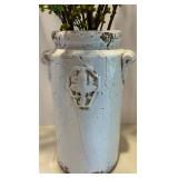 Decorative Ceramic Vase with Faux Yellow Flower Arrangement