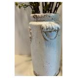 Decorative Ceramic Vase with Faux Yellow Flower Arrangement