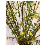 Decorative Ceramic Vase with Faux Yellow Flower Arrangement