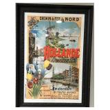 Reproduction Antique 1895 Holland Exposition Travel Poster in Ornate Frame