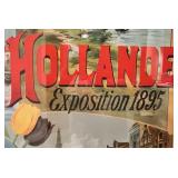 Reproduction Antique 1895 Holland Exposition Travel Poster in Ornate Frame