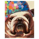 Bulldog with Colorful Cap Canvas PrintÂ 