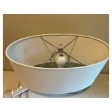 Glass Table Lamp with Colorful Patterned Glass Base and White Shade