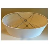 Glass Table Lamp with Colorful Patterned Glass Base and White Shade