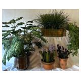 Collection of 5 Artificial Potted Plants for Home Decor