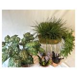 Collection of 5 Artificial Potted Plants for Home Decor