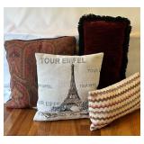 Collection of 4 Decorative Throw Pillows with Varied Designs