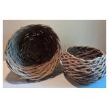 Set of 2 Rustic Handwoven Wicker Baskets